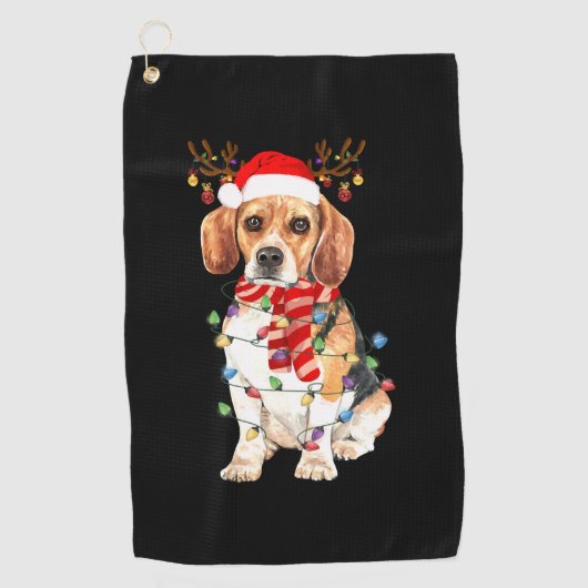 Serviette De Golf The Beagle Christmas Reindeer Christmas Lights (Devant)