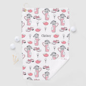 Serviette De Golf Thème de golf rose et blanc personnalisé Dames (En situation)