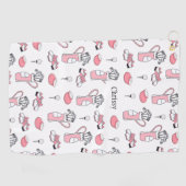 Serviette De Golf Thème de golf rose et blanc personnalisé Dames (Horizontal)