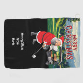 Serviette De Golf Thème de Noël de golf avec le Père Noël (Horizontal)