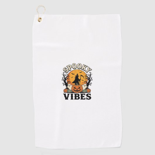 Serviette De Golf Thème fantôme d'Halloween Citrouille Sorcière Vint (Devant)