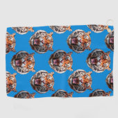 Serviette De Golf Tiger Head Pattern Design Blue  (Horizontal)