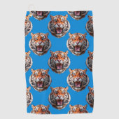 Serviette De Golf Tiger Head Pattern Design Blue  (Devant)