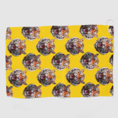 Serviette De Golf Tiger Head Pattern Design Yellow  (Horizontal)