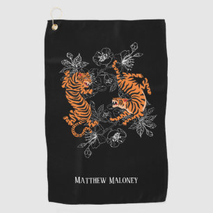 Serviette De Golf Tigre Avec Cerisier Fleur Golf Votre Nom