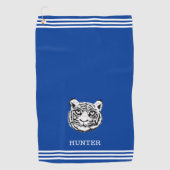 Serviette De Golf Tigre blanc personnalisé et trois bandes sur le bl (Devant)