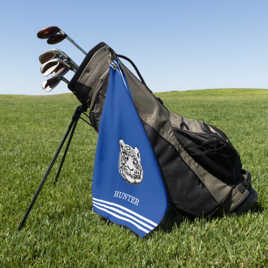 Serviette De Golf Tigre blanc personnalisé et trois bandes sur le bl (Vert)