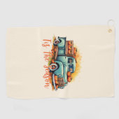Serviette De Golf 'Tis The Season - Camion rustique avec Citrouilles (Horizontal)