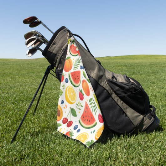 Serviette De Golf Tissu à motif de fruits d'été | Pastèque tropicale (Vert)