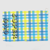 Serviette De Golf Toit de golf bleu jaune Plaid Super Papa (Horizontal)