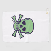 Serviette De Golf Torchon blanc crâne vert (Horizontal)