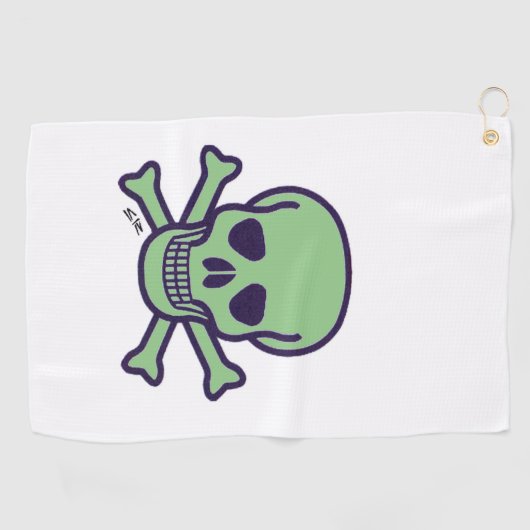 Serviette De Golf Torchon blanc crâne vert (Horizontal)