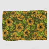 Serviette De Golf Torchon de golf fleurs d'hibiscus jaune (Horizontal)