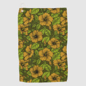 Serviette De Golf Torchon de golf fleurs d'hibiscus jaune (Devant)