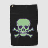 Serviette De Golf Torchon de golf noir crâne vert (Devant)