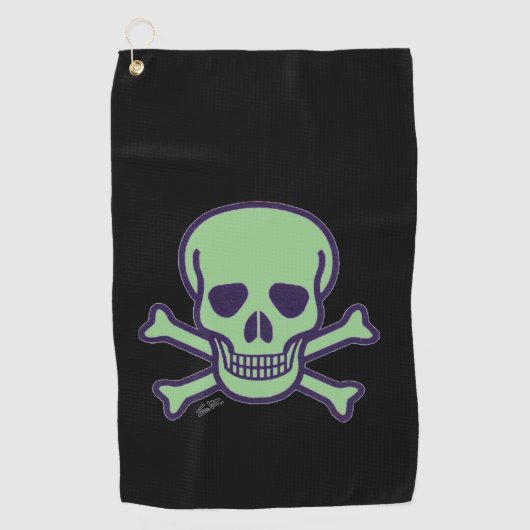 Serviette De Golf Torchon de golf noir crâne vert (Devant)