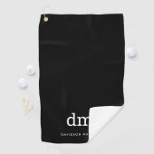 Serviette De Golf Torchon de golf noir Monogramme avec texte blanc (En situation)