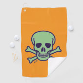 Serviette De Golf Torchon vert Crâne orange (En situation)