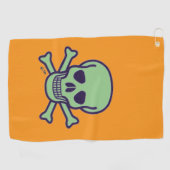 Serviette De Golf Torchon vert Crâne orange (Horizontal)