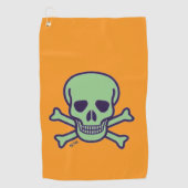 Serviette De Golf Torchon vert Crâne orange (Devant)