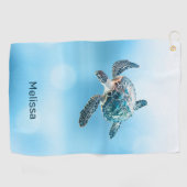 Serviette De Golf Tortue de mer Turquoise | Côtier (Horizontal)