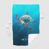 Serviette De Golf Tortue de mer Turquoise | Côtier (En situation)