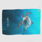 Serviette De Golf Tortue de mer Turquoise | Côtier (Horizontal)