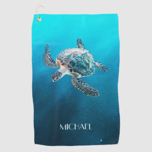 Serviette De Golf Tortue de mer Turquoise   Côtier