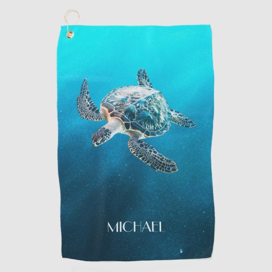 Serviette De Golf Tortue de mer Turquoise | Côtier (Devant)