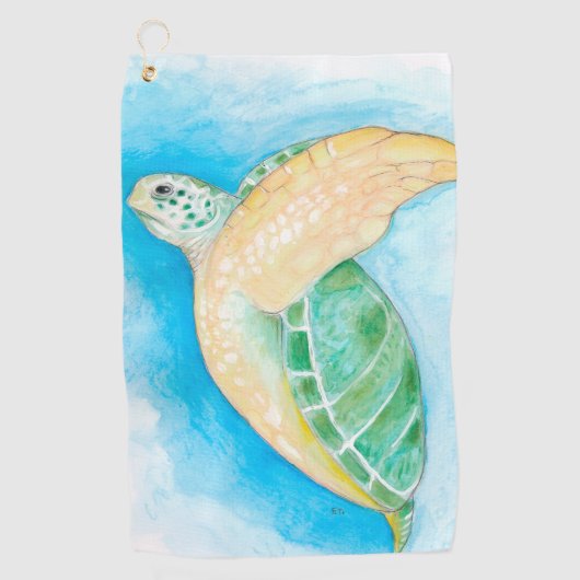Serviette De Golf Tortue de mer verte (Devant)