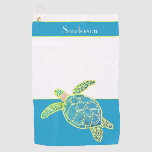 Serviette De Golf Tortue marine marine marine Turquoise bleue (Devant)