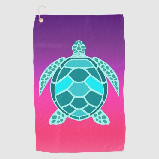 Serviette De Golf Tortue turquoise bleu vert turquoise (Devant)