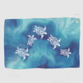 Serviette De Golf Tortues blanches dans l'océan bleu (Horizontal)