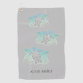 Serviette De Golf Tortues grises Vert Tropical Feuille Côtier (Devant)