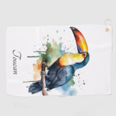 Serviette De Golf toucan coloré assise, personnalisable (Horizontal)