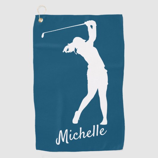 Serviette De Golf Tour de golf bleu "golfer Michelle" (Devant)