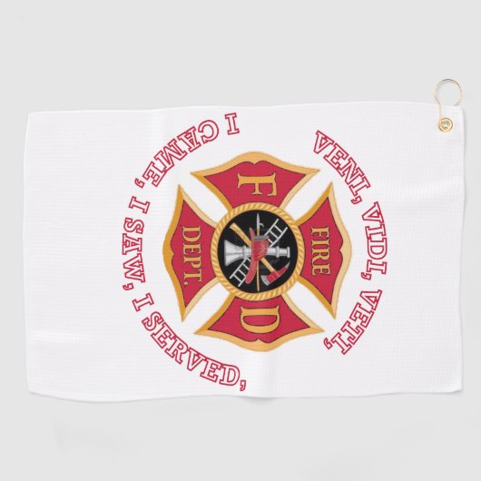 SERVIETTE DE GOLF TOUR DE GOLF FIREMAN FIREFIGHTER (Horizontal)