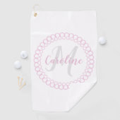 Serviette De Golf Tour de golf Monogramme en cercle rose (En situation)