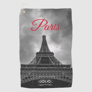 Serviette De Golf Tour Eiffel Noir Blanc Paris Voyage en Europe