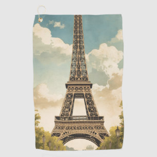 Serviette De Golf Tour Eiffel Paris Voyage Style Rétro Art Vintage