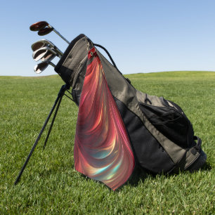 Serviette De Golf Tourbillon Abstrait rouge Iridescente