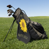 Serviette De Golf Tournesol jaune Nom personnalisé Noir (Vert)