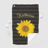 Serviette De Golf Tournesol jaune Nom personnalisé trié (En situation)