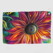 Serviette De Golf Tournesol rouge et doré (Horizontal)