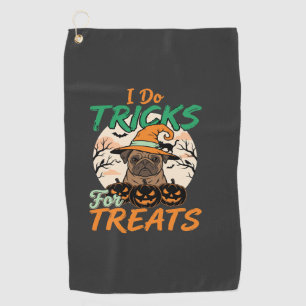 Serviette De Golf Tours de pug d'Halloween pour sorcière de friandis