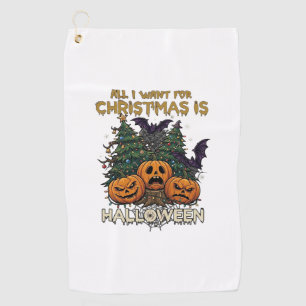 Serviette De Golf Tout ce que Noël veut, c'est Halloween Citrouilles