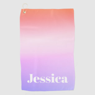 Serviette De Golf Tout nom   Ombre colorée de texte stylisé rétro-mo