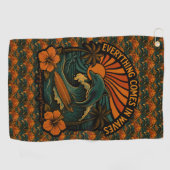 Serviette De Golf Tout Vient En Vagues Rétro (Horizontal)