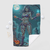 Serviette De Golf Traite d'Halloween ou ami Zombie w Cerveau (En situation)