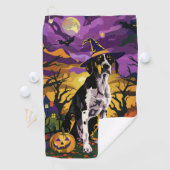 Serviette De Golf Treeing Walker Coonhound Halloween Sorcière Citrou (En situation)